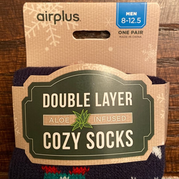 Christmas Gnome Socks Men Size 8-12.5 Double Layer Aloe Infused Cozy Socks - Picture 10 of 12